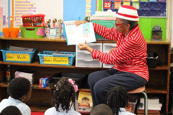 Mrs. Byrd reads to students